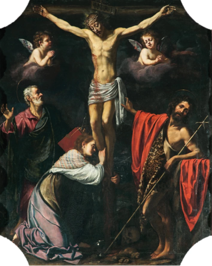 Crocifissione con i santi Bartolomeo, Maddalena e Giovanni Battista - chiesa di San Bartolomeo, Todiano, Perugia